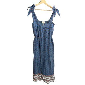 Cleobella Lotus Floral‎ India Midi Dress Blue M Cottagecore Bloomcore Boho
